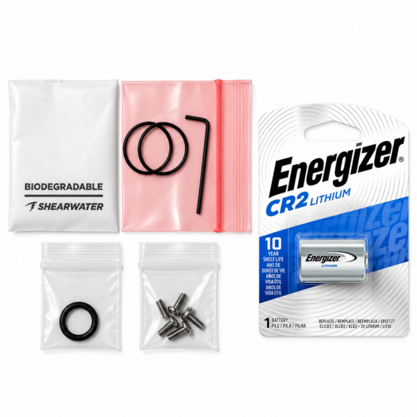 Kit de servicio Shearwater y bateria CR2 Kit de mantenimiento Shearwater Swift 27002 con batería Energizer CR2 de 3 V